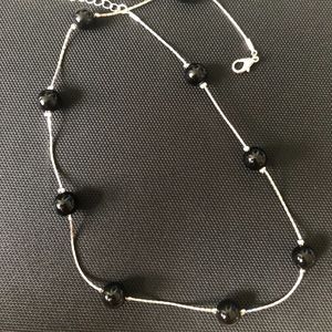 Black Pearl Silver Necklace